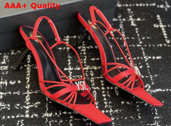 Saint Laurent Jerry Sandals in Red Smooth Leather Replica