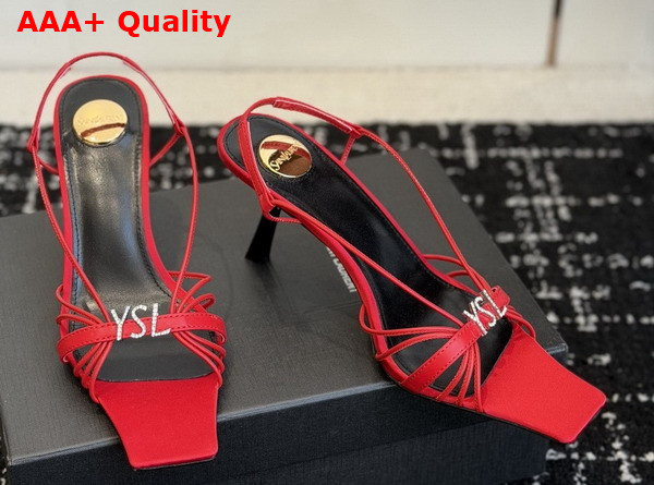 Saint Laurent Jerry Sandals in Red Smooth Leather Replica