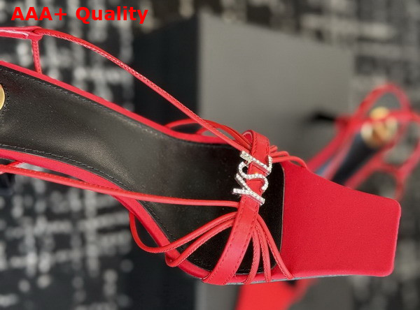 Saint Laurent Jerry Sandals in Red Smooth Leather Replica