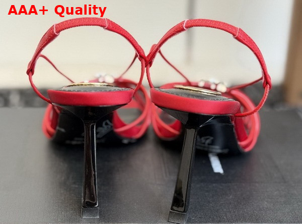 Saint Laurent Jerry Sandals in Red Smooth Leather Replica