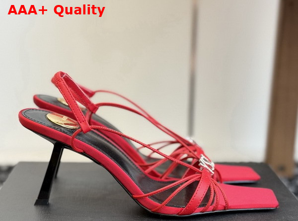 Saint Laurent Jerry Sandals in Red Smooth Leather Replica