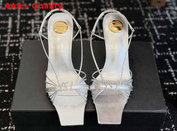 Saint Laurent Jerry Sandals in Silver Smooth Leather Replica