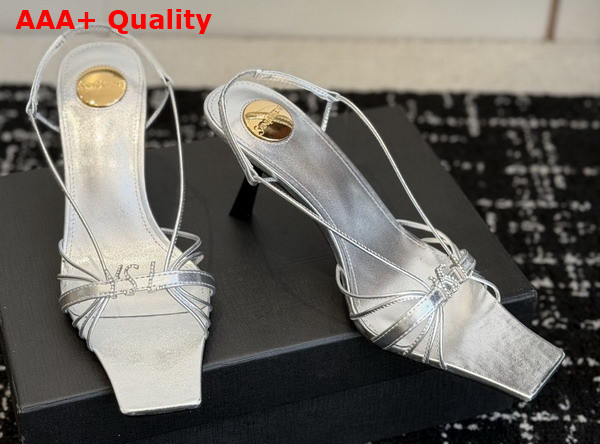 Saint Laurent Jerry Sandals in Silver Smooth Leather Replica