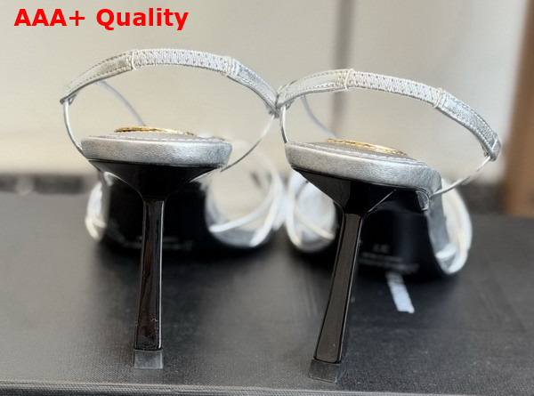 Saint Laurent Jerry Sandals in Silver Smooth Leather Replica