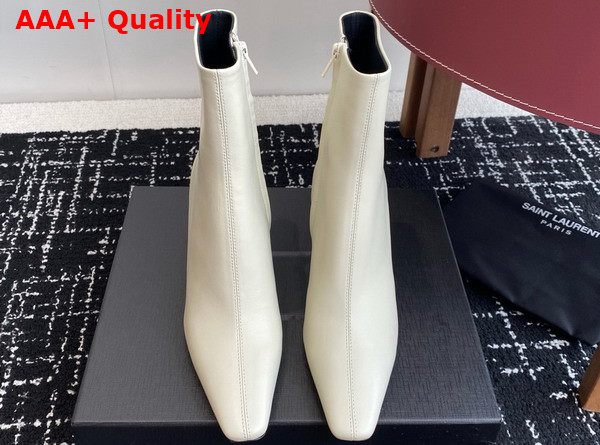 Saint Laurent Jill Booties in Beige Smooth Leather Replica