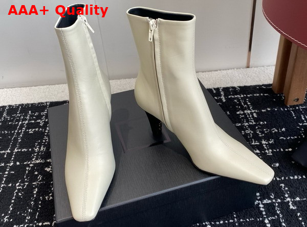 Saint Laurent Jill Booties in Beige Smooth Leather Replica