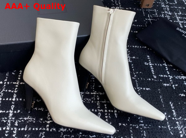 Saint Laurent Jill Booties in Beige Smooth Leather Replica