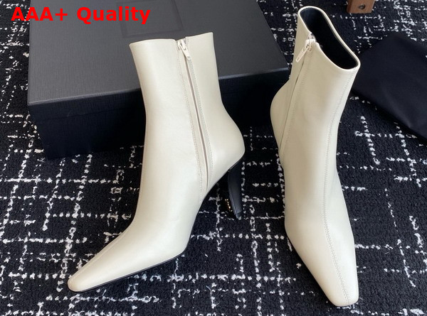 Saint Laurent Jill Booties in Beige Smooth Leather Replica