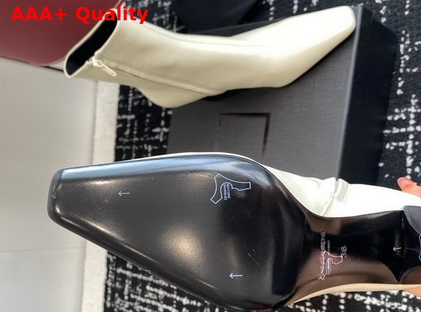 Saint Laurent Jill Booties in Beige Smooth Leather Replica