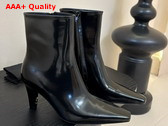 Saint Laurent Jill Booties in Black Glazed Leather Replica