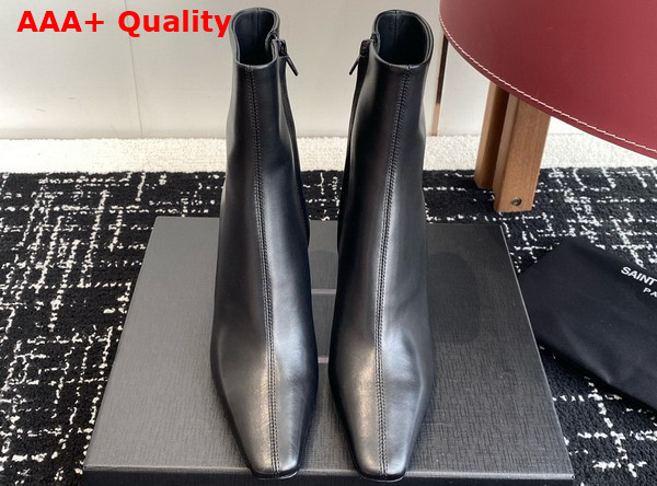 Saint Laurent Jill Booties in Black Smooth Leather Replica