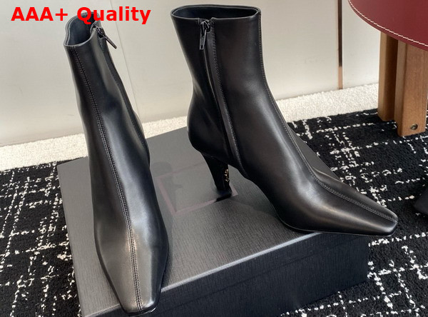Saint Laurent Jill Booties in Black Smooth Leather Replica