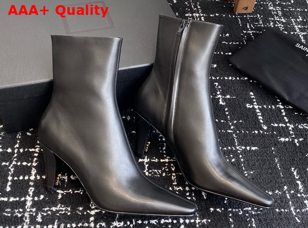 Saint Laurent Jill Booties in Black Smooth Leather Replica