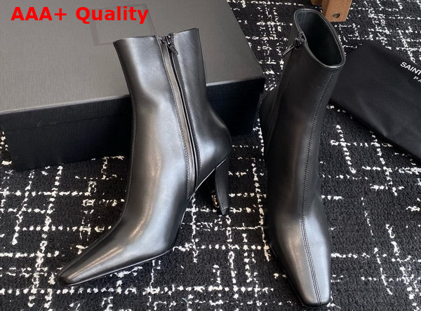 Saint Laurent Jill Booties in Black Smooth Leather Replica