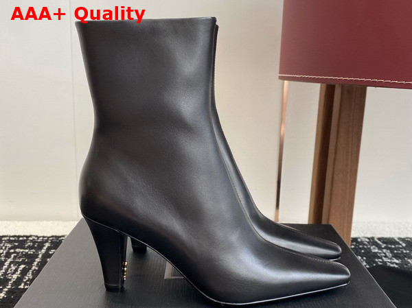 Saint Laurent Jill Booties in Black Smooth Leather Replica