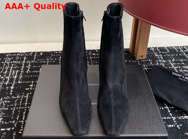 Saint Laurent Jill Booties in Black Suede Leather Replica