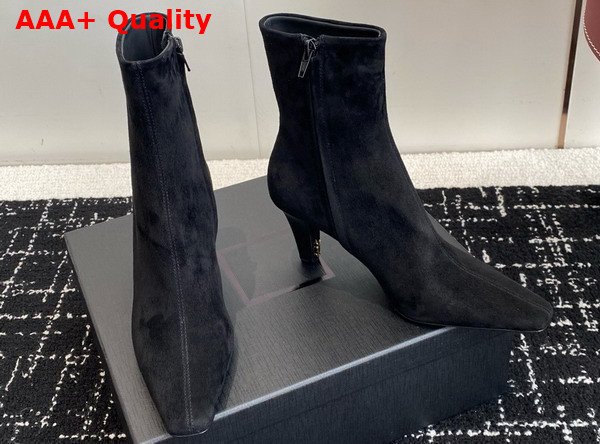 Saint Laurent Jill Booties in Black Suede Leather Replica
