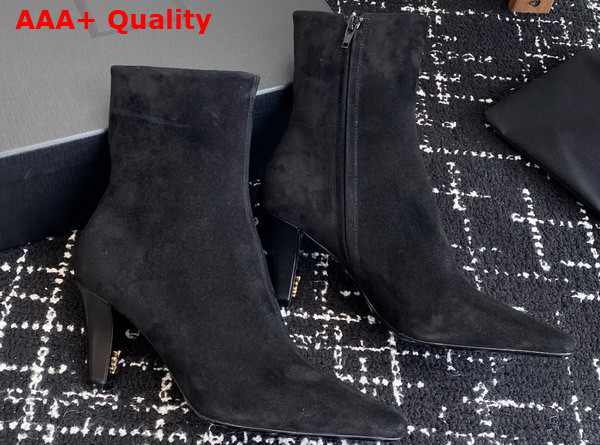 Saint Laurent Jill Booties in Black Suede Leather Replica
