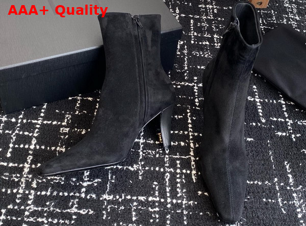 Saint Laurent Jill Booties in Black Suede Leather Replica