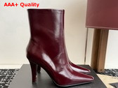Saint Laurent Jill Booties in Bordeaux Smooth Leather Replica