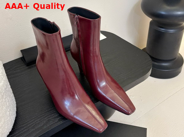 Saint Laurent Jill Booties in Smooth Leather Vintage Bordeaux Replica