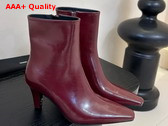 Saint Laurent Jill Booties in Smooth Leather Vintage Bordeaux Replica