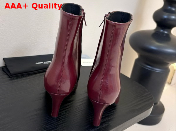 Saint Laurent Jill Booties in Smooth Leather Vintage Bordeaux Replica