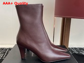 Saint Laurent Jill Booties in Vintage Bordeaux Smooth Leather Replica