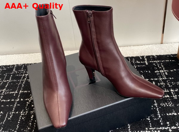 Saint Laurent Jill Booties in Vintage Bordeaux Smooth Leather Replica