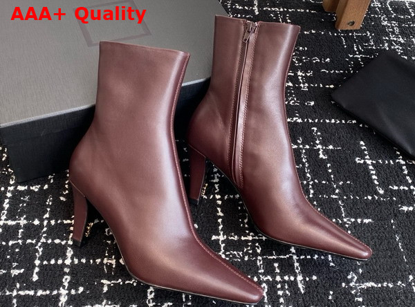 Saint Laurent Jill Booties in Vintage Bordeaux Smooth Leather Replica
