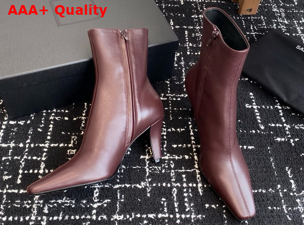 Saint Laurent Jill Booties in Vintage Bordeaux Smooth Leather Replica