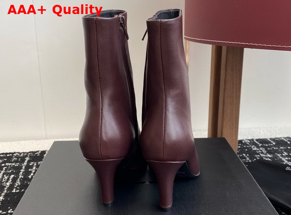 Saint Laurent Jill Booties in Vintage Bordeaux Smooth Leather Replica