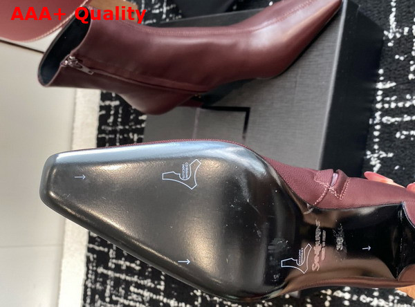 Saint Laurent Jill Booties in Vintage Bordeaux Smooth Leather Replica
