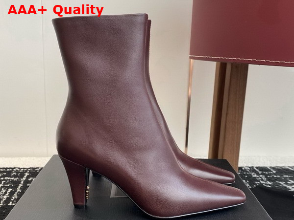 Saint Laurent Jill Booties in Vintage Bordeaux Smooth Leather Replica