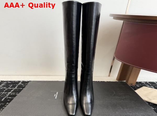 Saint Laurent Jill Boots in Black Smooth Leather Replica