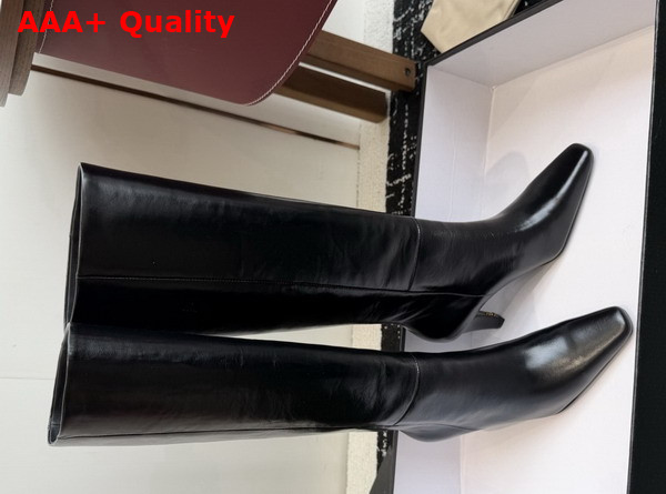 Saint Laurent Jill Boots in Black Smooth Leather Replica