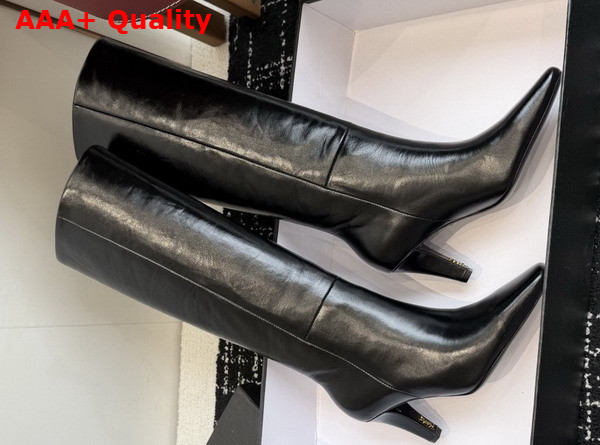Saint Laurent Jill Boots in Black Smooth Leather Replica