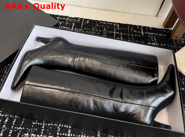 Saint Laurent Jill Boots in Black Smooth Leather Replica