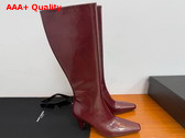 Saint Laurent Jill Boots in Bordeaux Smooth Leather Replica