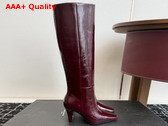 Saint Laurent Jill Boots in Vintage Bordeaux Smooth Leather Replica