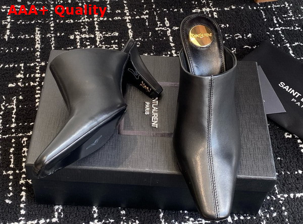 Saint Laurent Jill Mules in Black Smooth Leather Replica