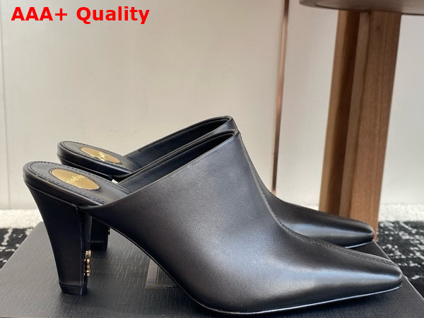 Saint Laurent Jill Mules in Black Smooth Leather Replica