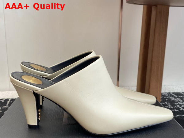 Saint Laurent Jill Mules in Blanc Vintage Smooth Leather Replica