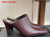 Saint Laurent Jill Mules in Bordeaux Smooth Leather Replica