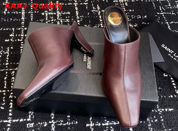 Saint Laurent Jill Mules in Bordeaux Smooth Leather Replica