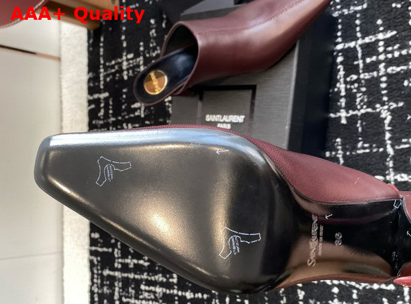 Saint Laurent Jill Mules in Bordeaux Smooth Leather Replica