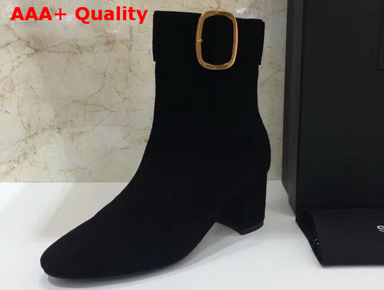 Saint Laurent Joplin Buckle Bootie in Black Suede Replica