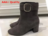 Saint Laurent Joplin Buckle Bootie in Coffee Suede Replica