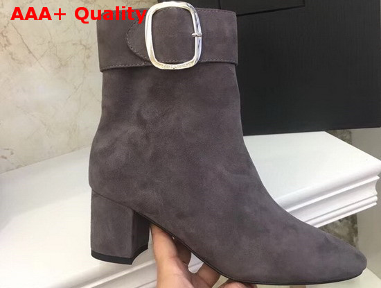 Saint Laurent Joplin Buckle Bootie in Coffee Suede Replica