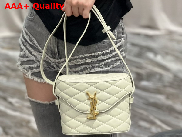Saint Laurent June Box Bag in Blanc Vintage Quilted Lambskin Replica